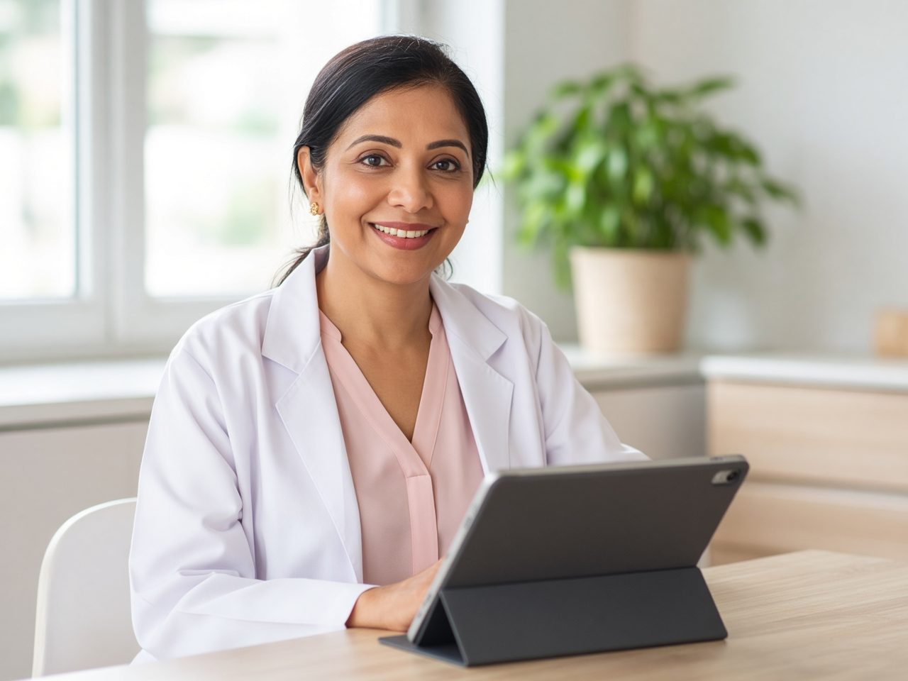 A physician at her desk with a member’s results